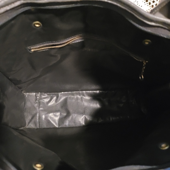 Vintage Meyers Made in USA Black With  Dark Grey Leather Top Handle  Hand Purse - Picture 7 of 11